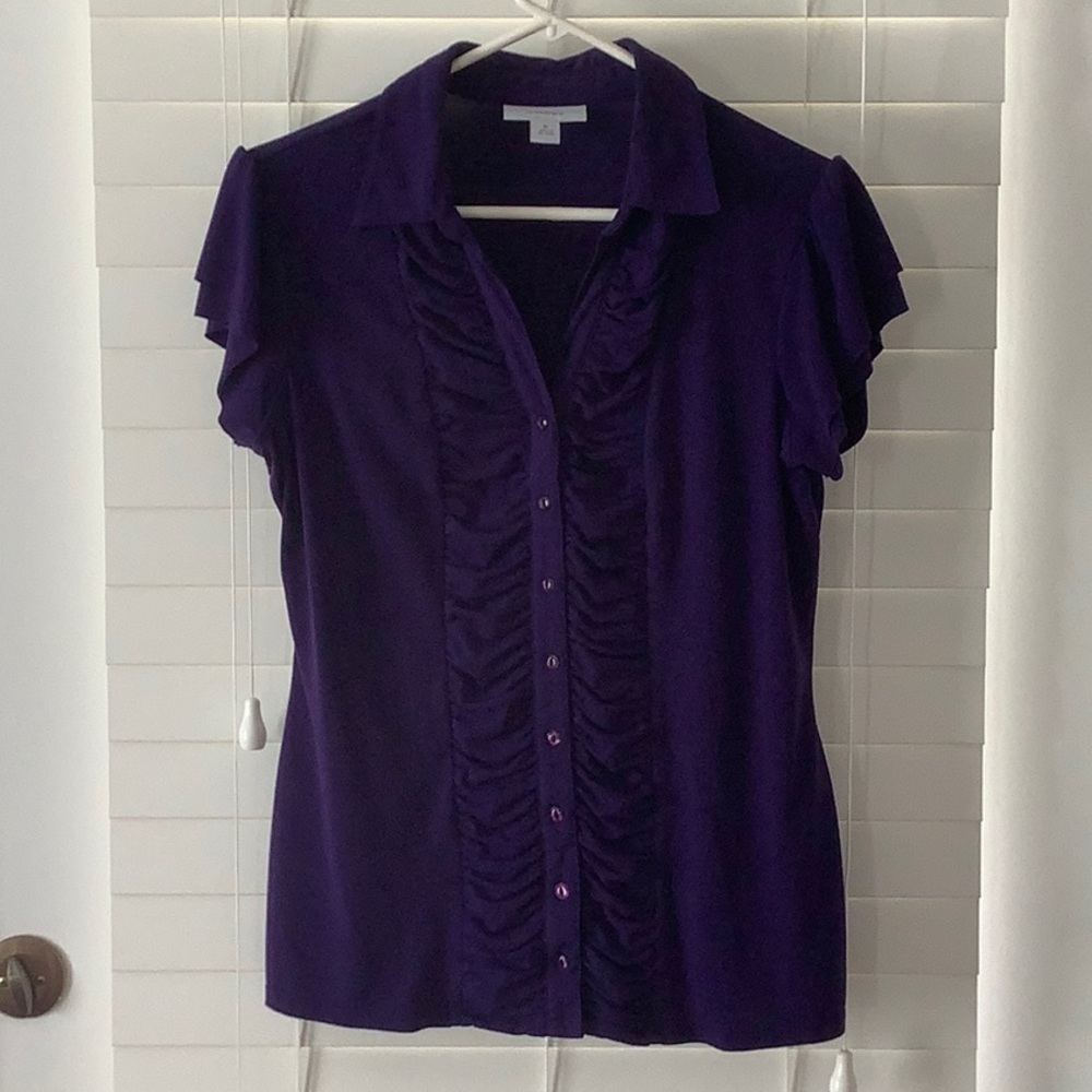 Dress Barn Size Medium Plum Flutter Sleeve Top